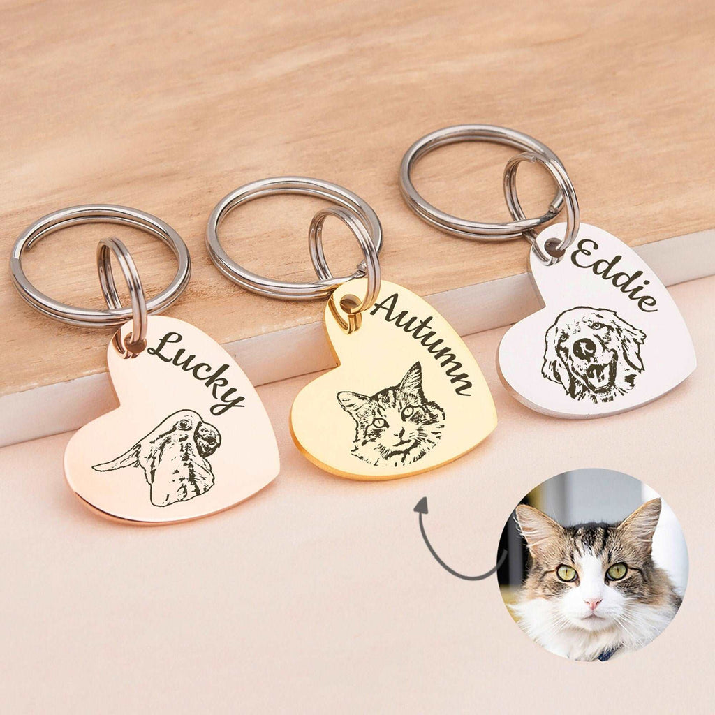 Personalized Pet Keychain Heart Pendant