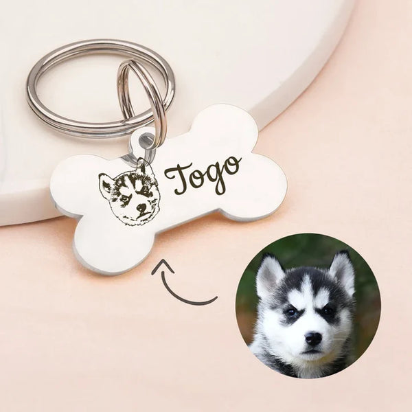 Custom Pet Keychain in Bone Shape