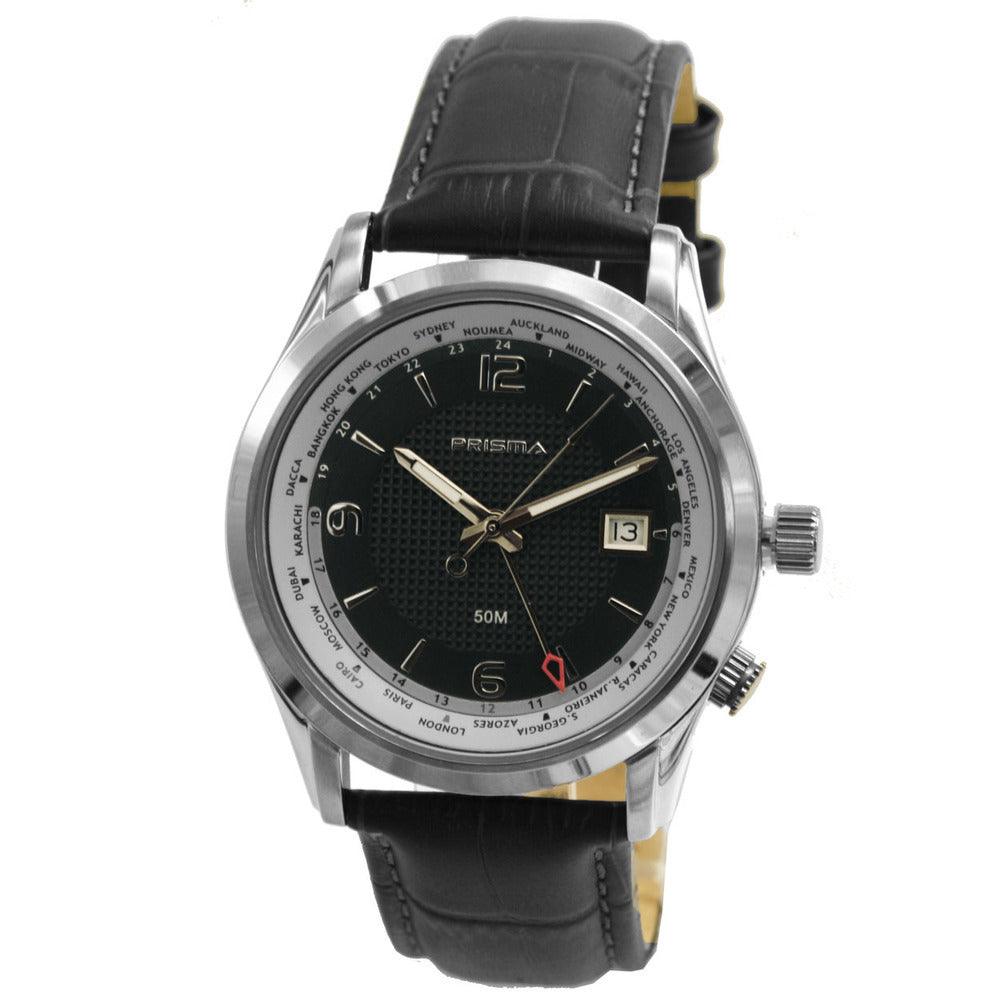 Prisma GMT Wereldtijden Herenhorloge 42mm