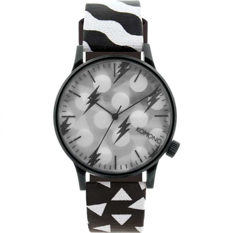 Komono x Happy Socks Winston BlackWhite 3D Wijzerplaat Herenhorloge 42mm