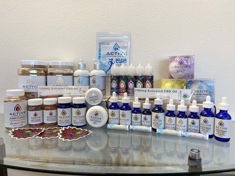 all Active CBD oil products on table