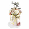 Pink Drip Cake with Pink Semi-Naked Design, Gold Leafing, Drip, Flowers, and Personalised Topper