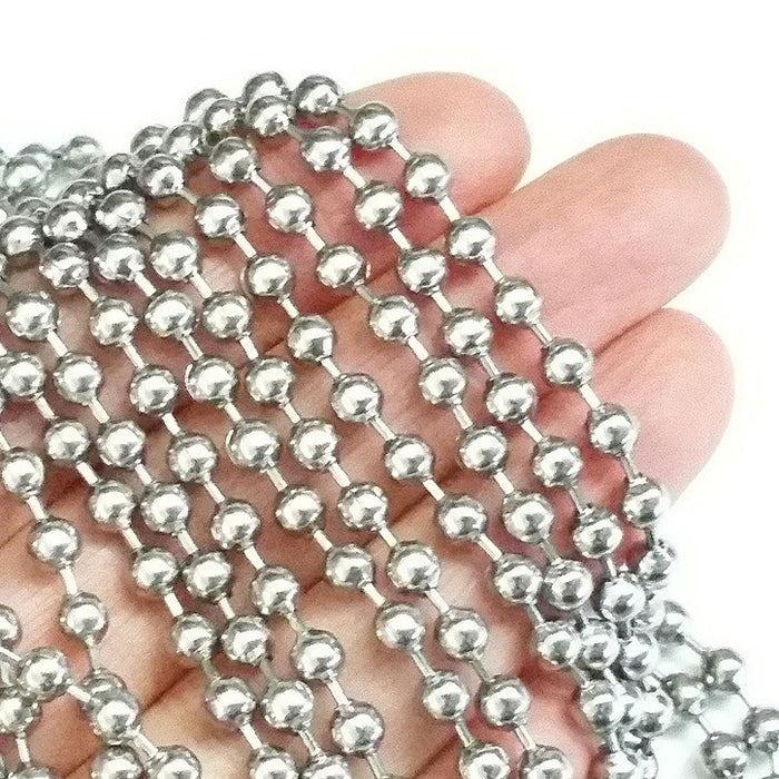 3.2mm Ball Chain, Stainless Steel, Lot Size 50 Meters Spooled, #1916 A ...