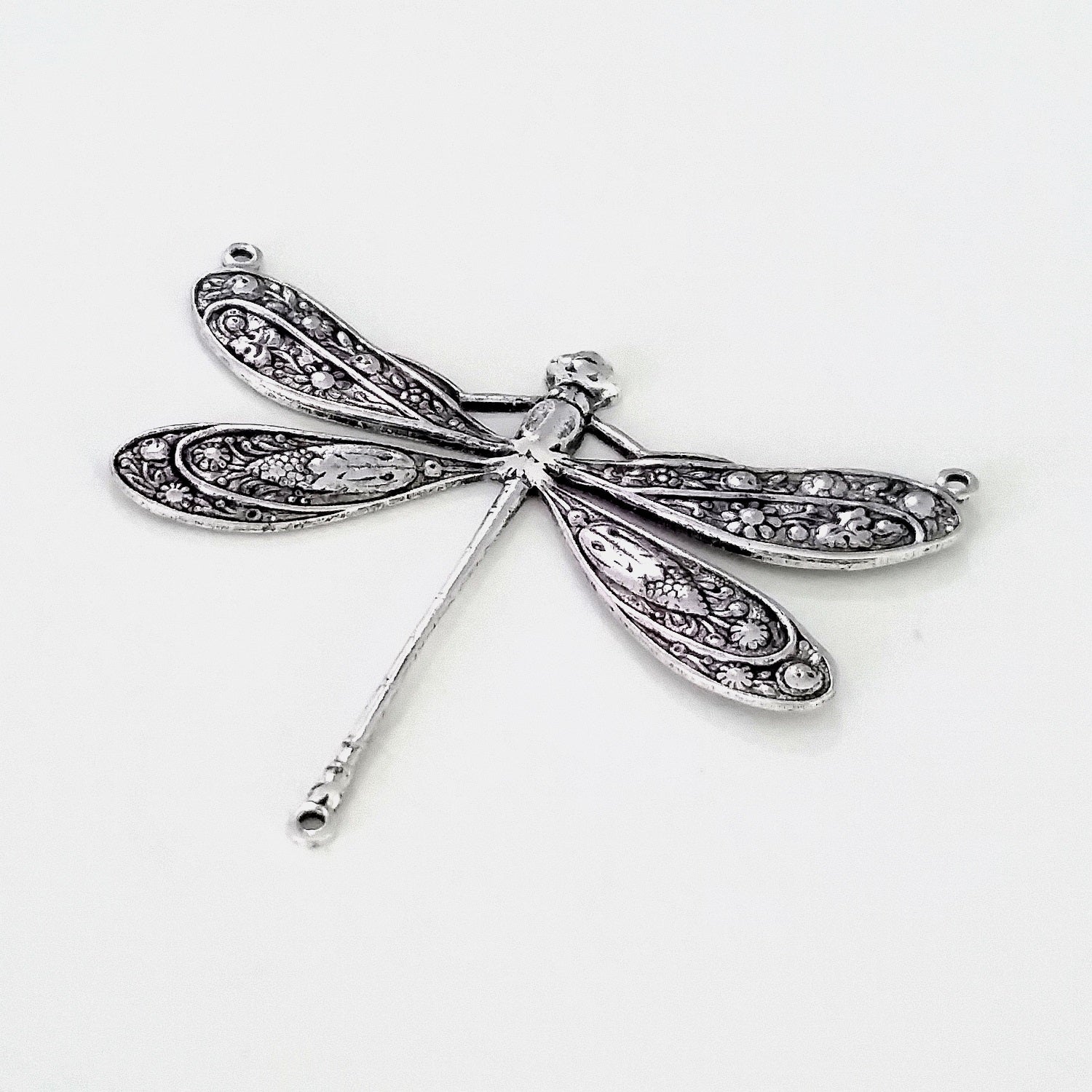 Small Silver Dragonfly Charm, 1 Loop 