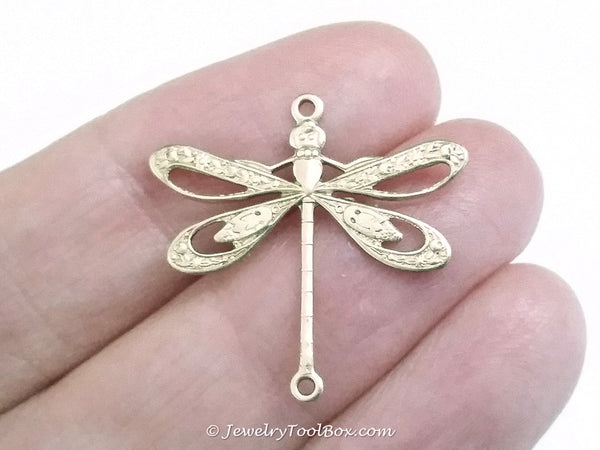 Large Filigree Dragonfly Connector Charm, 2 Loops, Brass, Lot Size 10 ...