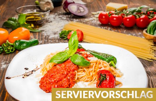 Serviervorschlag für das Produkt Pflanzliche Sauce Bolognese