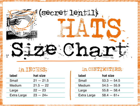 secret lentil hat size chart