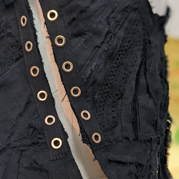 Secret Lentil black wabisabi linen distressed corset