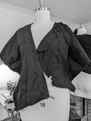 secret lentil work in progress - draping black jacket