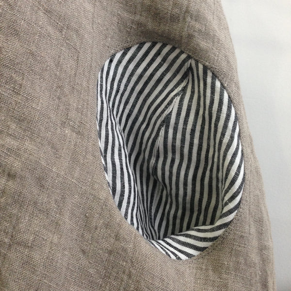 linen stripes and hole pockets