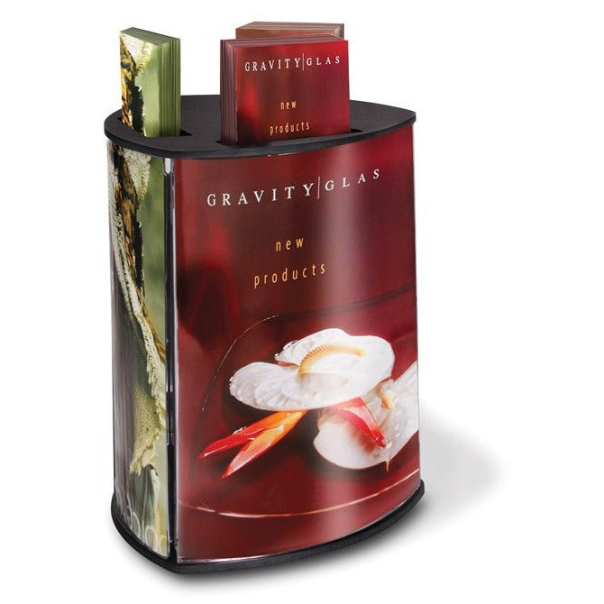 CURVISO® THREE SIDED ROTATING SIGN HOLDER WITH BROCHURE POCKETS