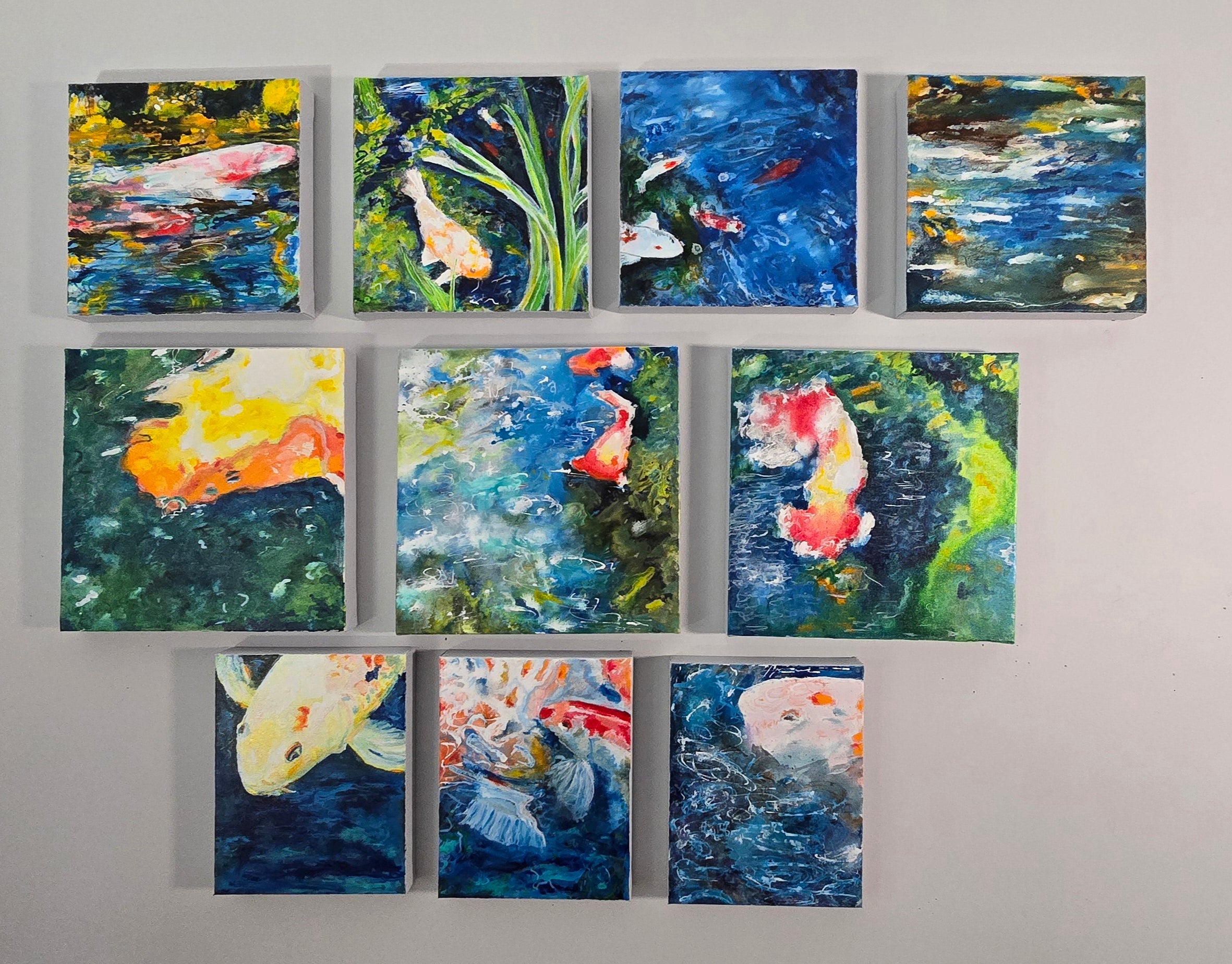 Picture of the Koi series of 10 small paintings