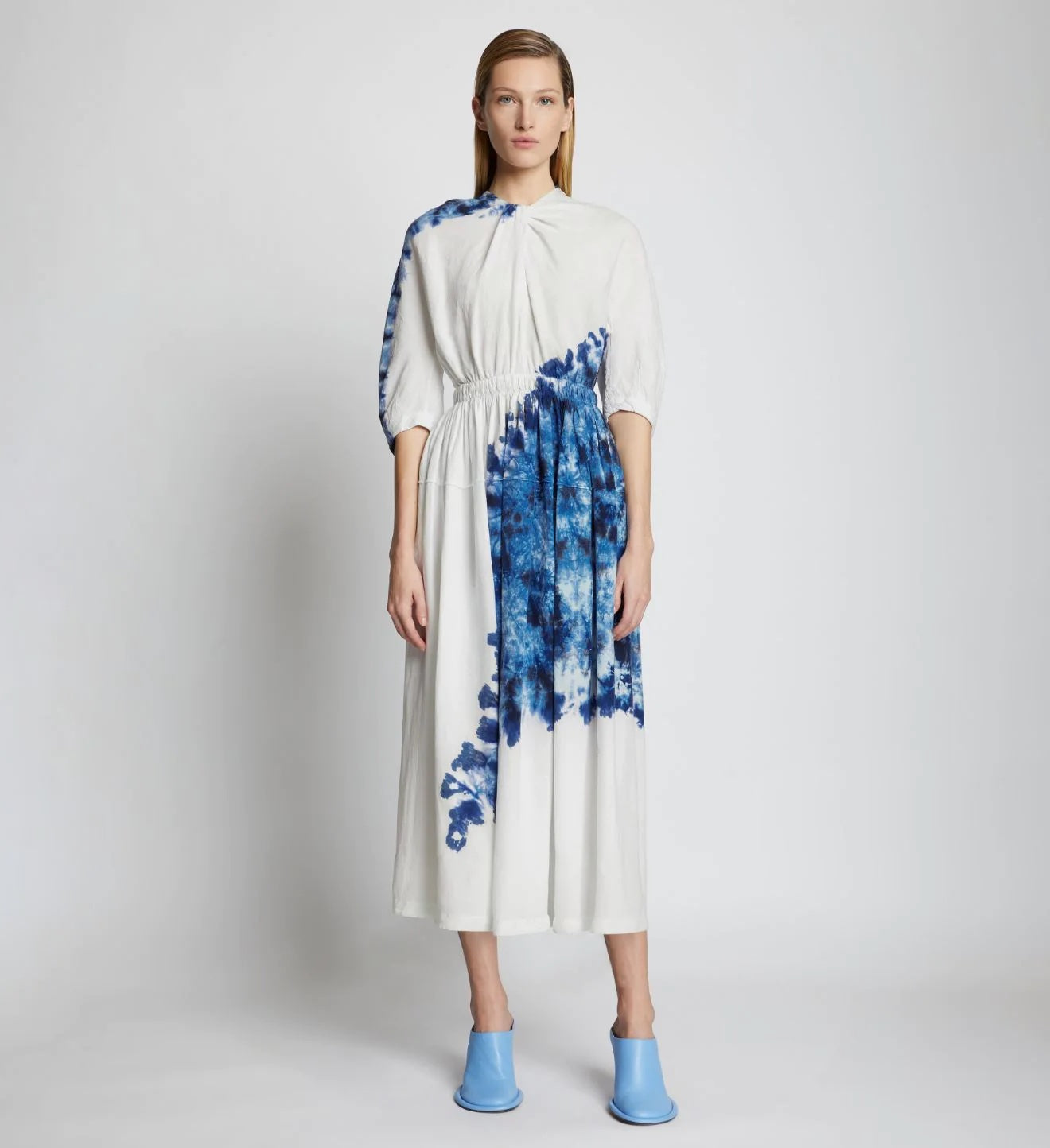 Proenza Schouler Carmine Solid Crinkle Cotton Dress - Bayleaf