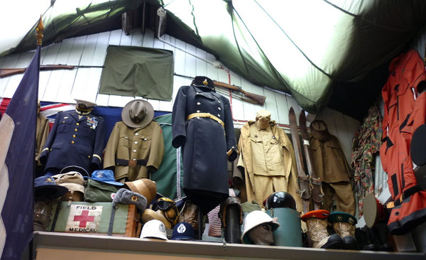 Military uniforms at Army and Outdoors Auckland Shop