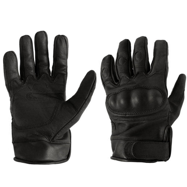 Mil-Tec SEC Leather Fingerless Gloves, Medium, Black