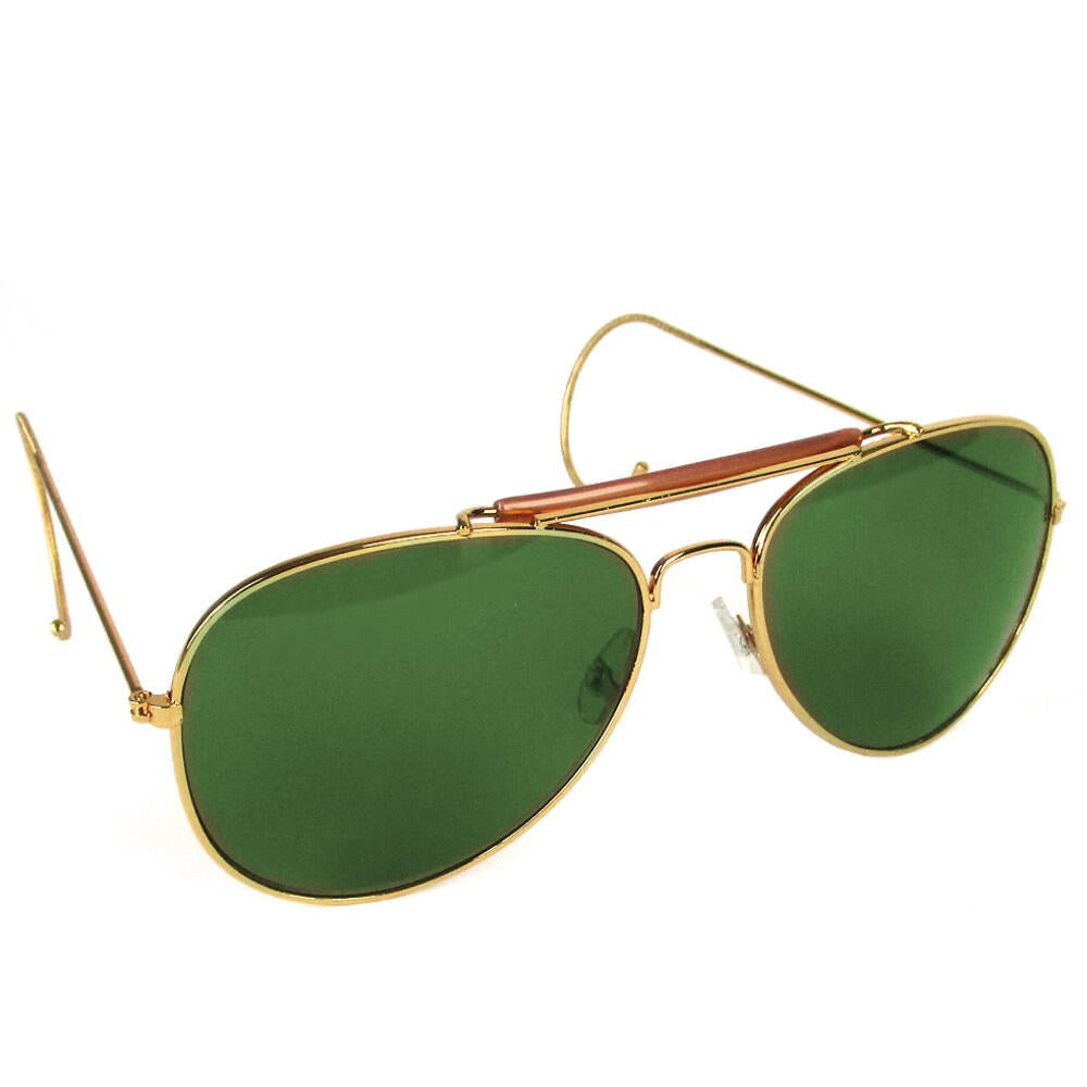 Green Lens Aviator Sunglasses - Army 