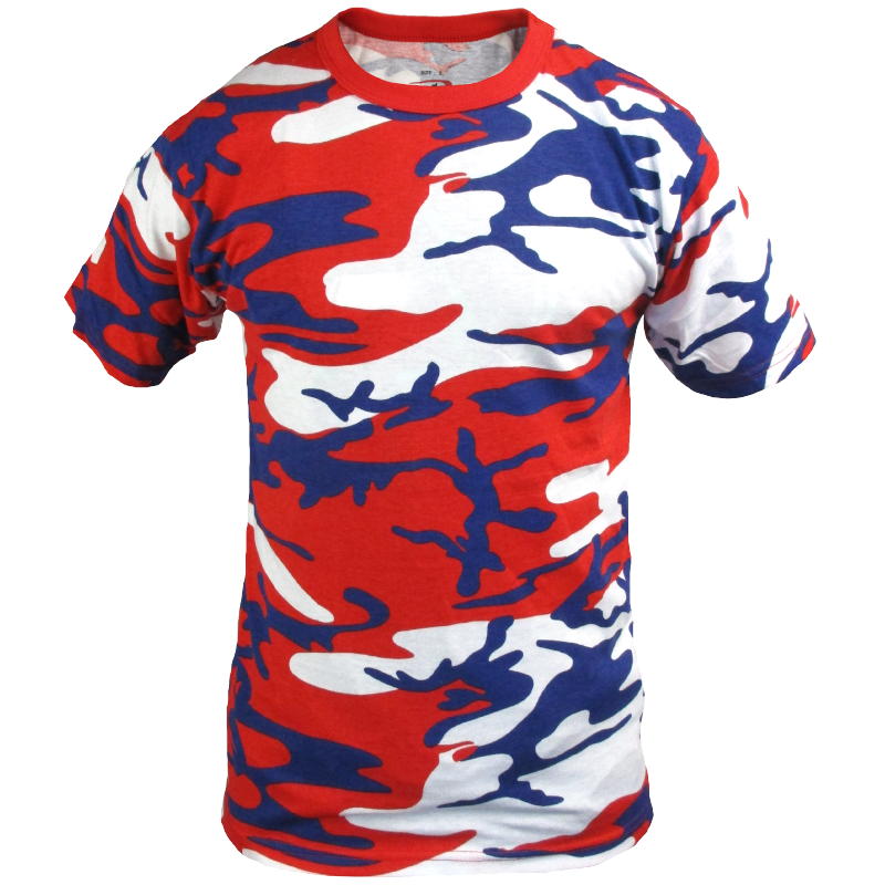 Coloured Camo T-Shirt - Red, White & Blue - Army & Outdoors