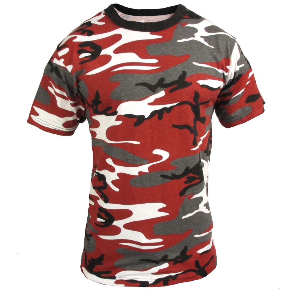 Coloured Camo T-Shirt - Red - Army & Outdoors