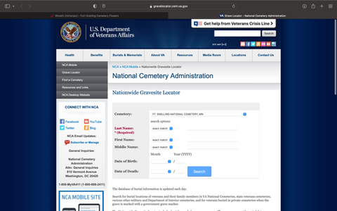 National Gravesite Locator Homepage