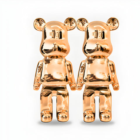 2 rose gold giant bear sculptures