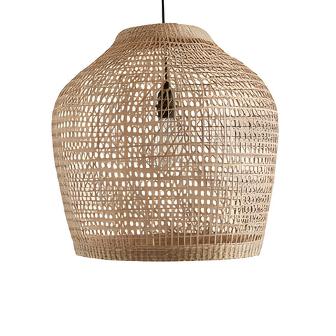 A handcrafted rattan pendant light