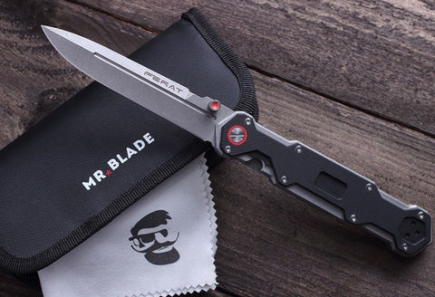 Mr. Blade Folding knife FERAT - Stonewash Steel - G10 BLACK Handle – Russian