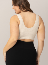 Sublime® Bamboo Maternity & Nursing Plunge Bra | Oatmeal Heather Nav Image 4