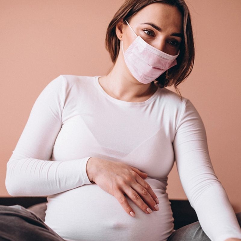 Mother pregnant covid face mask