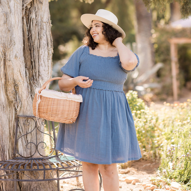 women's blue dress