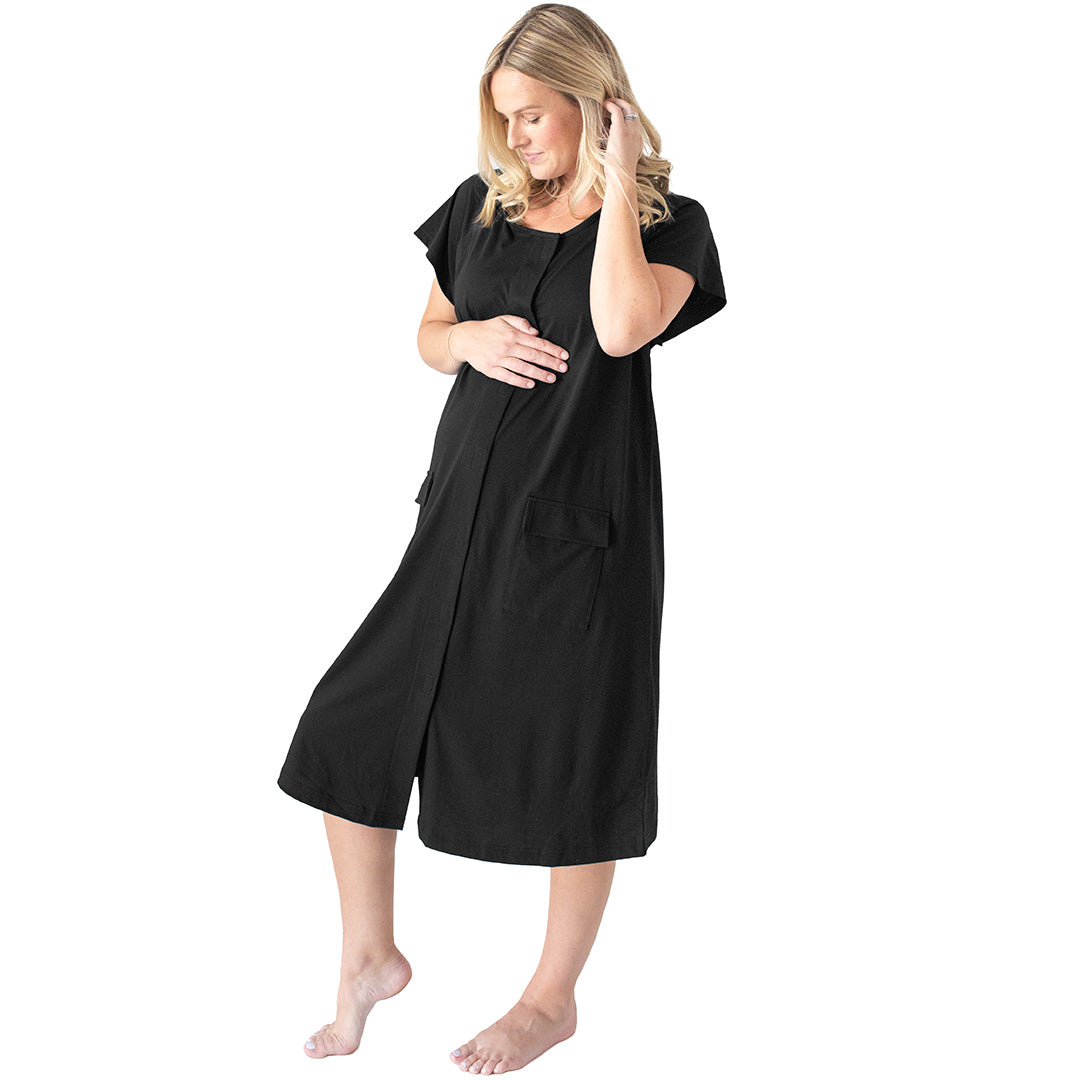 Happy Mama MATERNITY SKIN TO SKIN DELIVERY GOWN - Nightie - graphite/dark  grey 