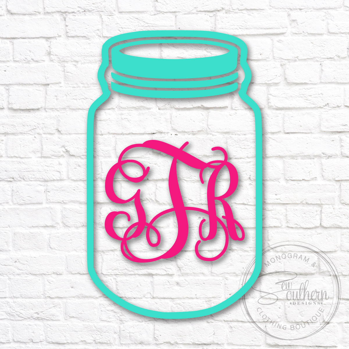 Download Mason Jar Monogram Decal Sew Southern Designs