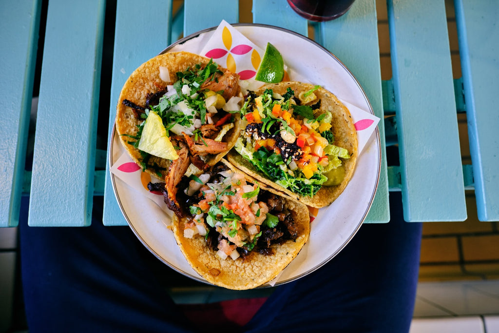 Three tacos on a plate