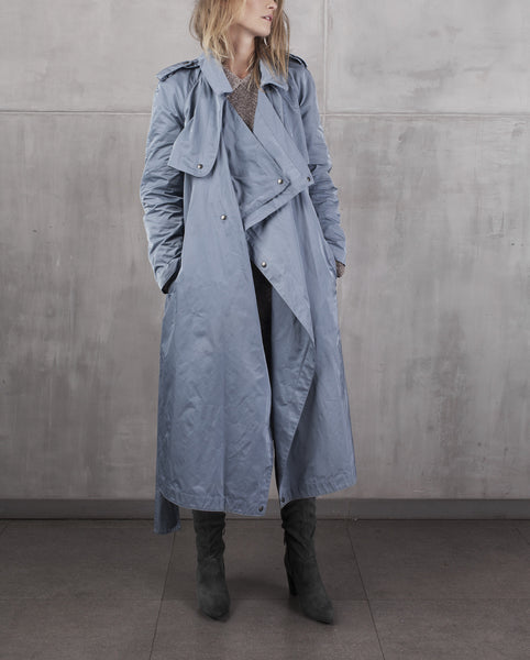 KristarDesign - Steel blue transeasonal trench coat Anna French ...