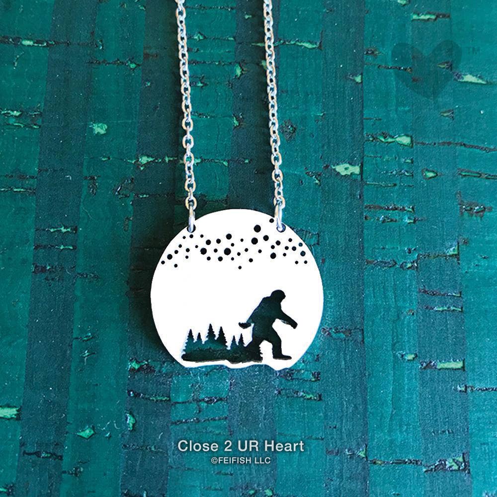 Bigfoot Under The  Stars Stainless Steel Necklace