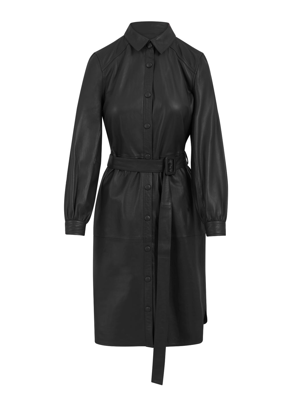LEATHER SHIRT DRESS - Black – costercopenhagen.com