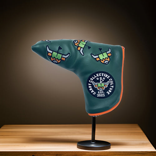 Magnetic green caddy collective culture golf blade putter headcover with dancing logos on side