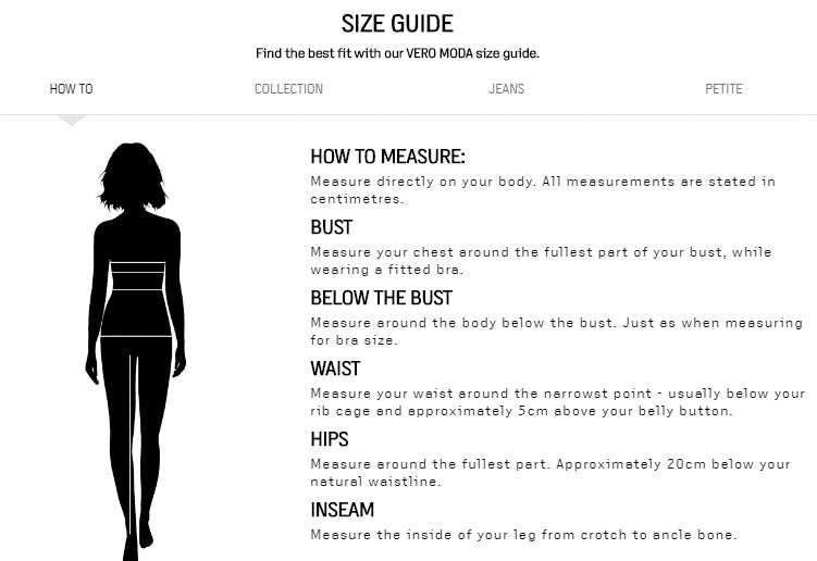 Vero Size Guide | Women's –