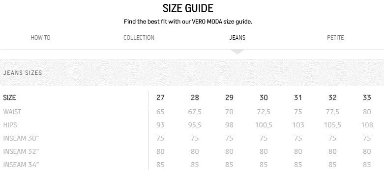 Vero Moda Size Guide | Women's Clothing – Portfashion.com
