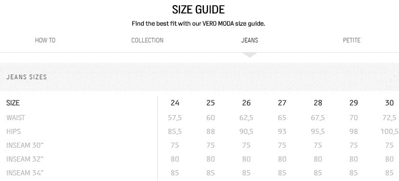 Vero Moda Size Chart