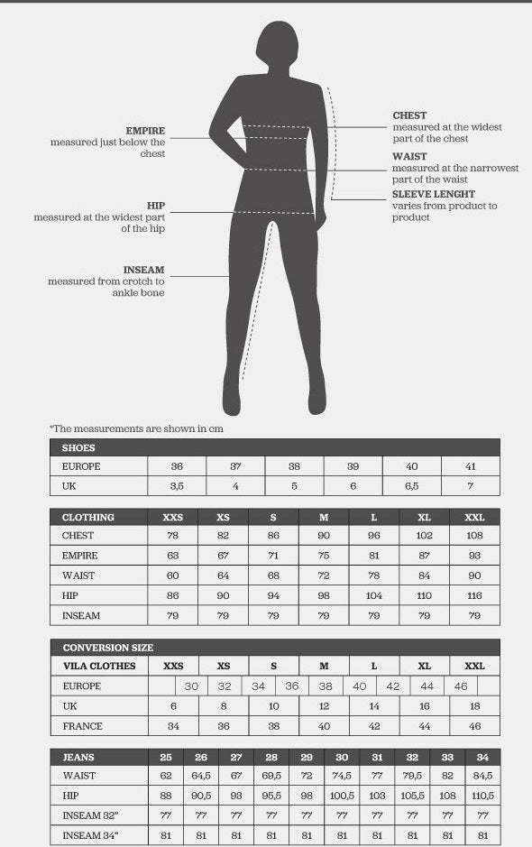 sikkerhed Legende detail Vila Clothing Size Guide | Women's Clothing – Portfashion.com