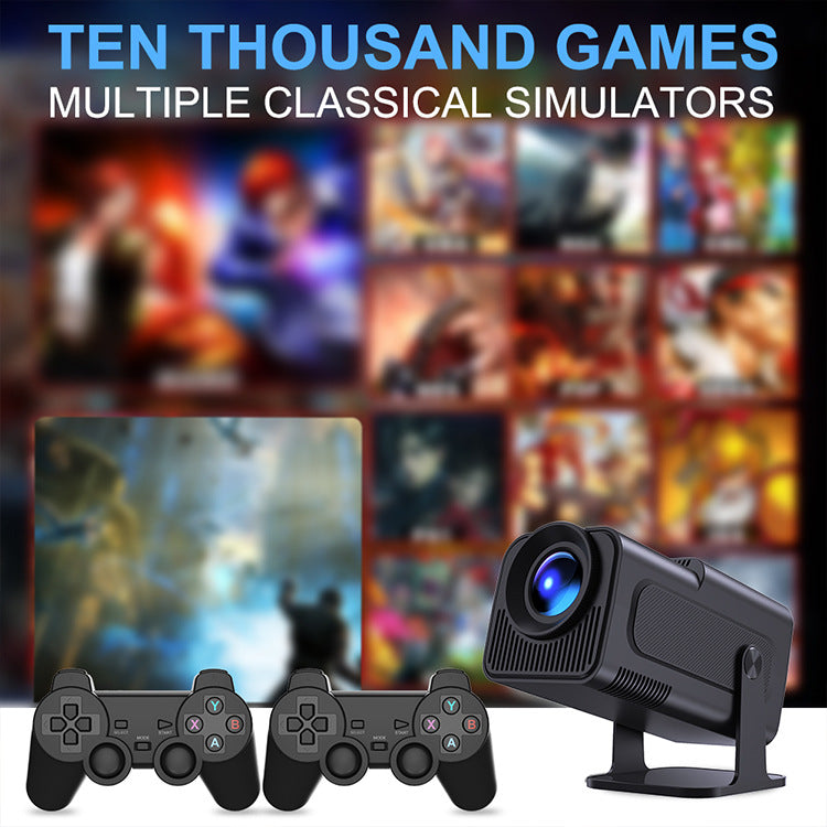 Portable projector with retro video game system, includes projector control + 2 video game controls, Netflix, YouTube, Android 11 and more - Ciaespinoza.com