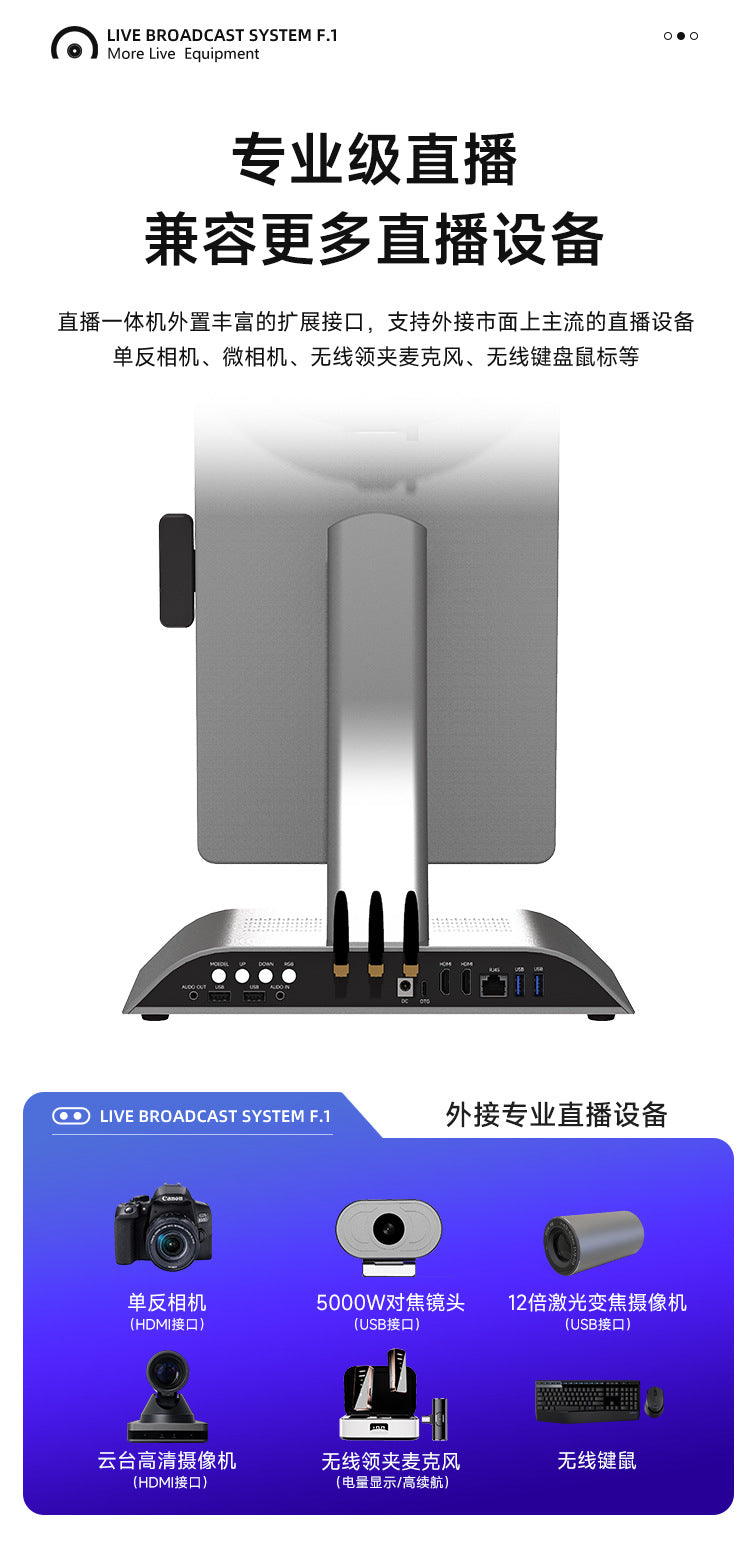 Pantalla con pc todo en uno de transmisión live streaming en vivo inteligente Proyección de Tiktok, Facebook, YouTube, Instagram, pantalla grande con fondo virtual - Ciaespinoza.com
