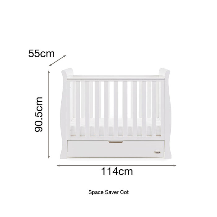 Obaby Stamford Space Saver Cot with Under Drawer - White