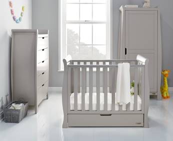 Stamford Space Saver Cot 100x50cm With Under Drawer Warm Grey