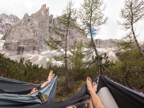 Lukas Shaffer hanging in hammock