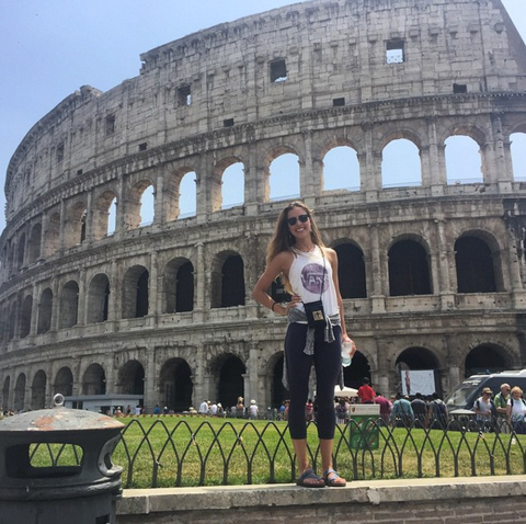 Chelsea Keefer in Rome with the Travelers trunk