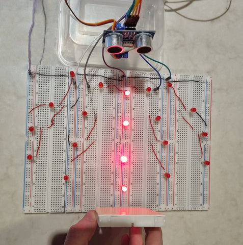 LED Radar using Ultrasonic Distance Measuring Sensor & Servo