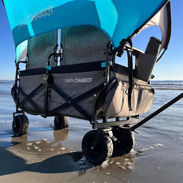 Beach day—shade and gear together