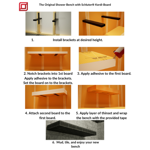  Floating Corner Shower Bench Kit with Dural Tilux