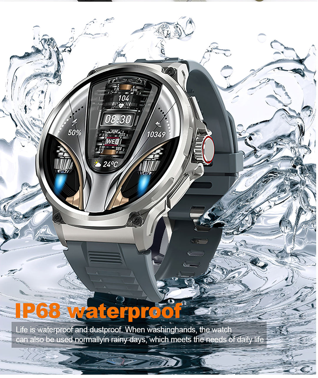 Smart Watch Men – Bluetooth Call Smartwatch, Health & Fitness Tracker, IP68 Waterproof for Android & iOS